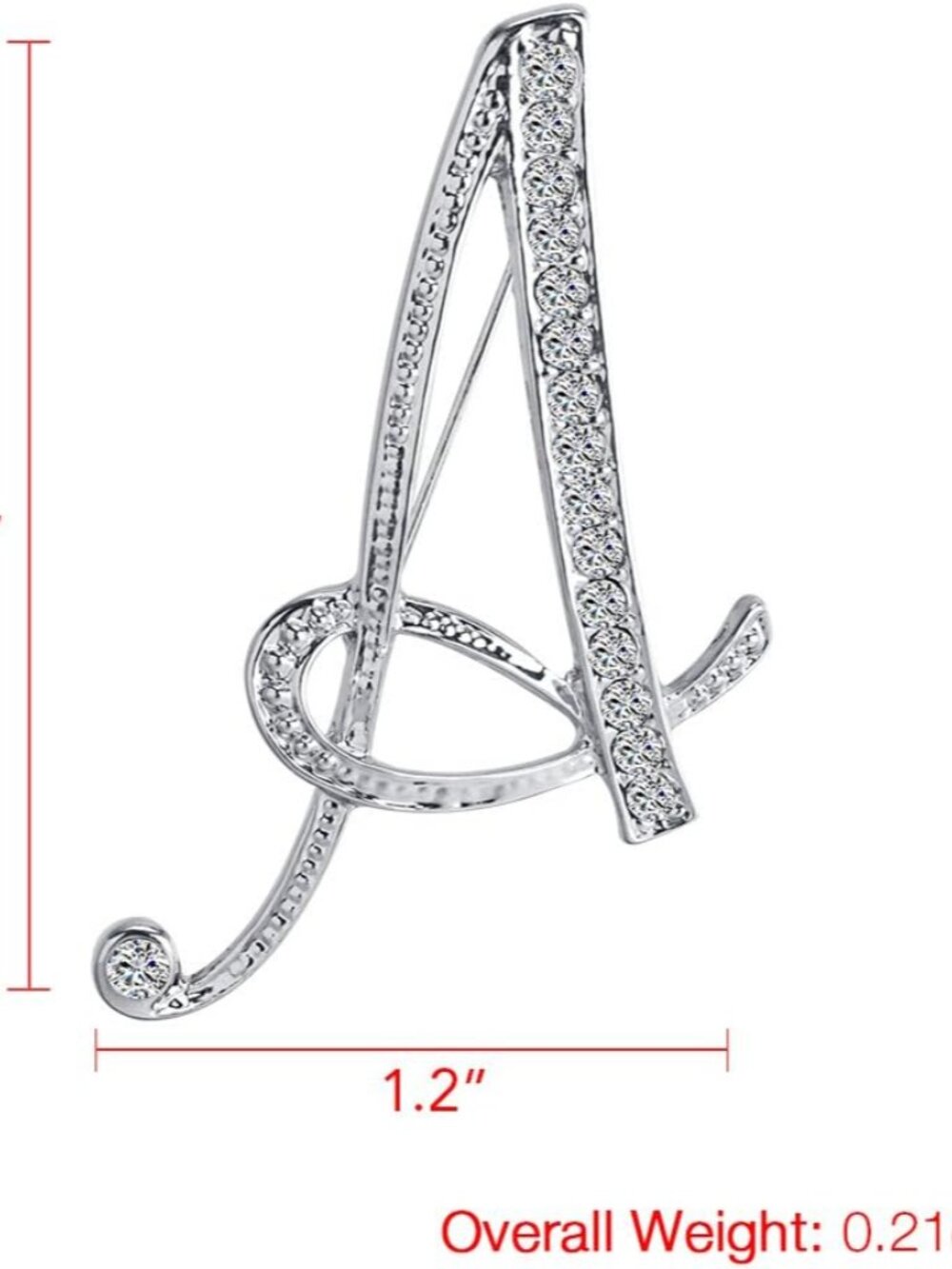 A-Z 26 Letters Pins Brooches Silver Plated Metal Broaches Pins-Clear Crystal Ini - Picture 2 of 6